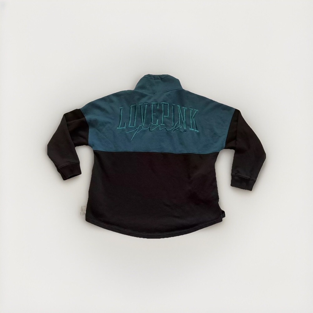 Victoria's Secret PINK Womens Blue 1/2‎ Zip Sweatshirt Large Oversized